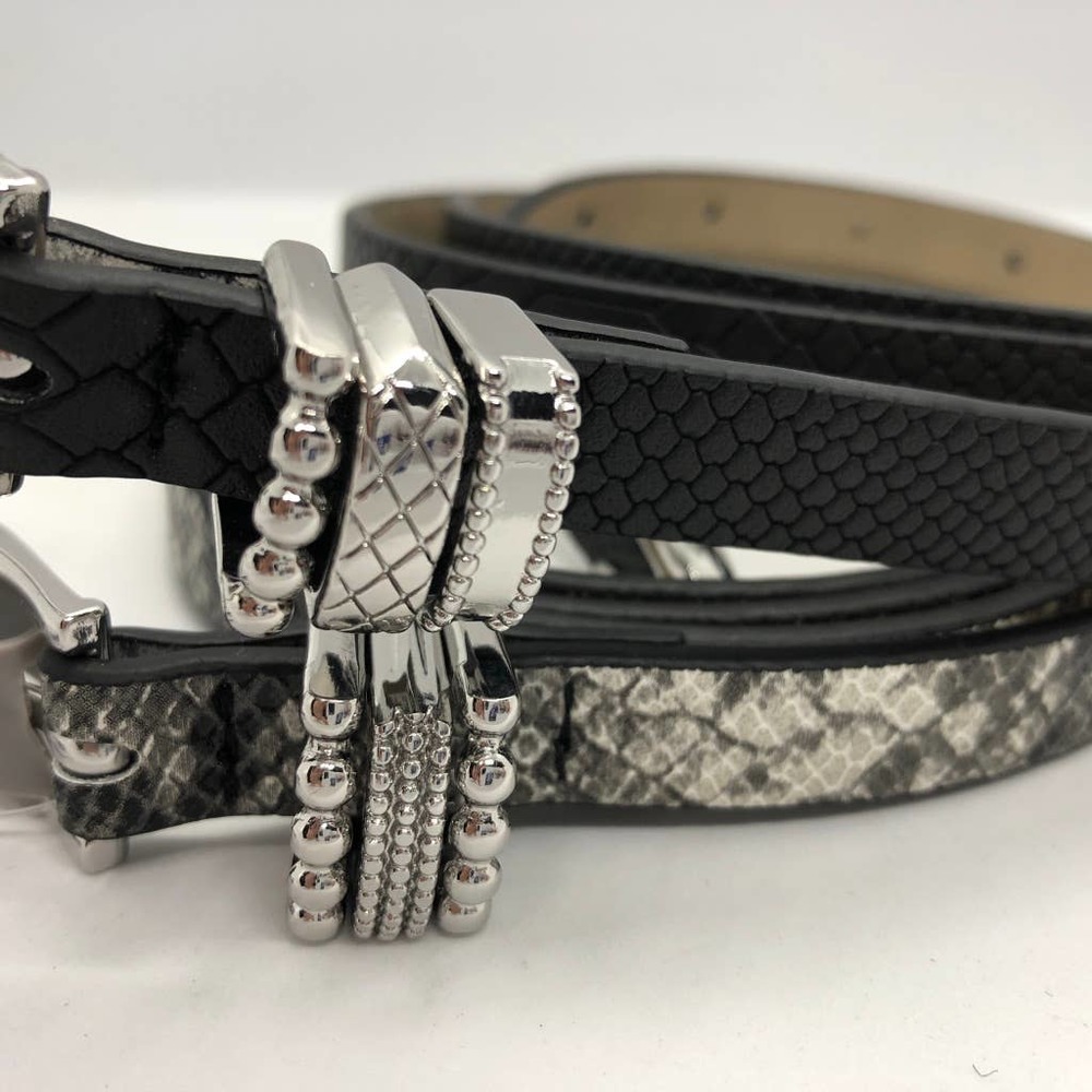 2 Faux snakeskin & black belt lp blue linea pelle